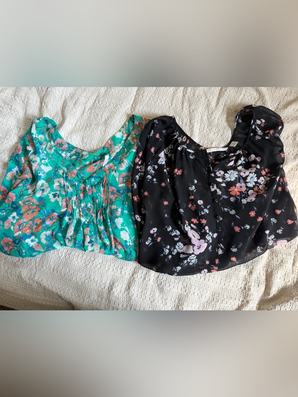 Floral Lauren Conrad Blouses — Black & Teal